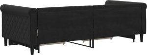 vidaXL vidaXL Sofa rozsuwana z szufladami, czarna, 90x200 cm, aksamit 5