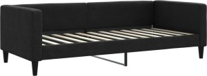 vidaXL vidaXL Sofa rozsuwana z szufladami, czarna, 90x200 cm, tkanina 4