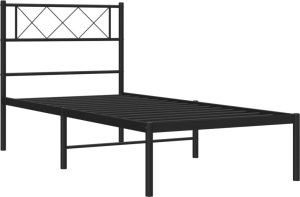 vidaXL vidaXL Metalowa rama łóżka z wezgłowiem, czarna, 80x200 cm 5