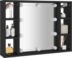 vidaXL vidaXL Szafka z lustrem i oświetleniem LED, czarna, 76x15x55 cm 6