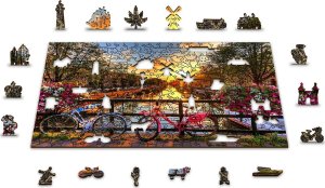 WOODEN CITY Drewniane Puzzle z figurkami  Rowery w Amsterdamie rozm. XL, 600 elementów 1