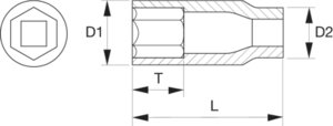 Bahco Nasadka udarowa 3/4" 6-kątna 3/4" wydłużona BAHCO 2
