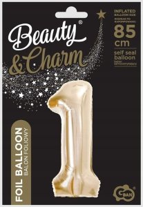 GoDan Balon foliowy B&C cyfra 1 szampański 85cm 2