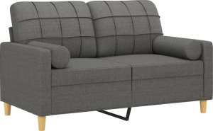 vidaXL vidaXL 2-osobowa sofa z poduszkami, ciemnoszara, 120 cm, tkanina 3