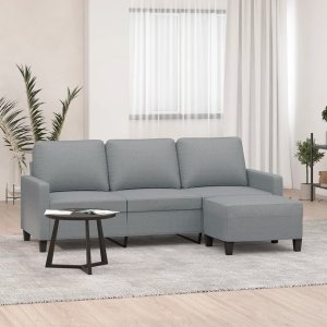 vidaXL vidaXL 3-osobowa sofa z podnóżkiem, jasnoszara, 180 cm, tkaniną 1