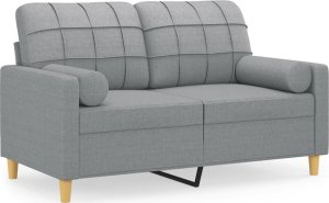 vidaXL vidaXL 2-osobowa sofa z poduszkami, jasnoszara, 120 cm, tkanina 2