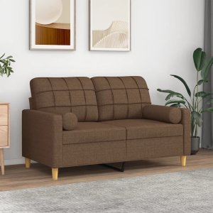 vidaXL vidaXL 2-osobowa sofa z poduszkami, brązowa, 120 cm, tkanina 1