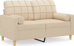 vidaXL vidaXL 2-osobowa sofa z poduszkami, kremowa, 120 cm, tkanina 2