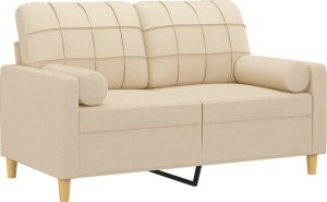 vidaXL vidaXL 2-osobowa sofa z poduszkami, kremowa, 120 cm, tkanina 3