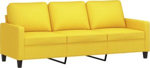 vidaXL vidaXL 3-osobowa sofa z podnóżkiem, jasnożółty, 180 cm, tkaniną 4