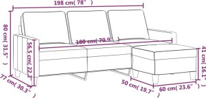vidaXL vidaXL 3-osobowa sofa z podnóżkiem, jasnożółty, 180 cm, tkaniną 7