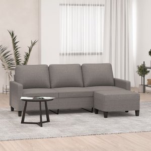 vidaXL vidaXL 3-osobowa sofa z podnóżkiem, taupe, 180 cm, tkaniną 1