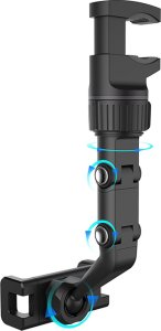 Hurtel Uchwyt na telefon smartfon mocowany do lusterka wstecznego czarny Uchwyt na telefon smartfon mocowany do lusterka wstecznego czarny 2