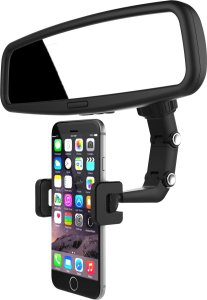 Hurtel Uchwyt na telefon smartfon mocowany do lusterka wstecznego czarny Uchwyt na telefon smartfon mocowany do lusterka wstecznego czarny 5