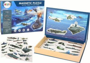 LeanToys Zestaw Edukacyjnych Puzzli Magnetycznych Z Motywem Statków Militarnych 1