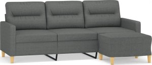 vidaXL vidaXL 3-osobowa sofa z podnóżkiem, ciemnoszary, 180 cm, tkaniną 2