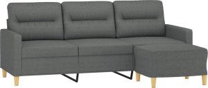 vidaXL vidaXL 3-osobowa sofa z podnóżkiem, ciemnoszary, 180 cm, tkaniną 3