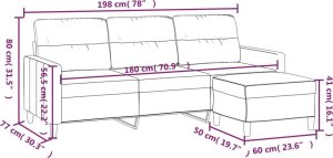 vidaXL vidaXL 3-osobowa sofa z podnóżkiem, ciemnoszary, 180 cm, tkaniną 7