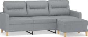 vidaXL vidaXL 3-osobowa sofa z podnóżkiem, jasnoszara, 180 cm, tkaniną 2