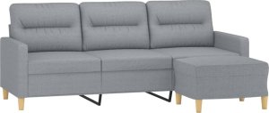 vidaXL vidaXL 3-osobowa sofa z podnóżkiem, jasnoszara, 180 cm, tkaniną 3