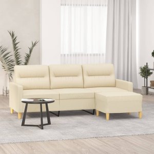 vidaXL vidaXL Sofa 3-osobowa, kremowa, 180 cm, tapicerowana tkaniną 1