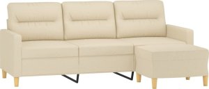 vidaXL vidaXL Sofa 3-osobowa, kremowa, 180 cm, tapicerowana tkaniną 3