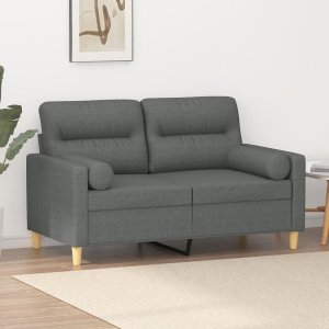 vidaXL vidaXL 2-osobowa sofa z poduszkami, ciemnoszara, 120 cm, tkanina 1