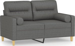 vidaXL 2-osobowa sofa z poduszkami, ciemnoszara, 120 cm, tkanina 2