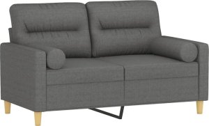 vidaXL 2-osobowa sofa z poduszkami, ciemnoszara, 120 cm, tkanina 3