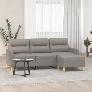 vidaXL vidaXL 3-osobowa sofa z podnóżkiem, taupe, 180 cm, tkaniną 1