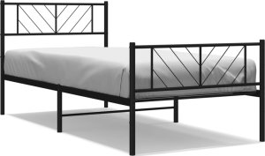 vidaXL vidaXL Metalowa rama łóżka z wezgłowiem i zanóżkiem, czarna, 80x200 cm 2