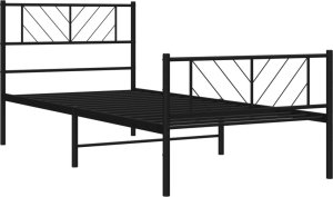 vidaXL vidaXL Metalowa rama łóżka z wezgłowiem i zanóżkiem, czarna, 80x200 cm 4
