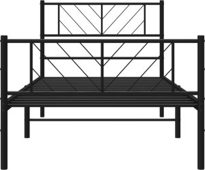 vidaXL vidaXL Metalowa rama łóżka z wezgłowiem i zanóżkiem, czarna, 80x200 cm 5