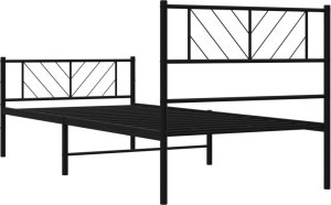 vidaXL vidaXL Metalowa rama łóżka z wezgłowiem i zanóżkiem, czarna, 80x200 cm 7