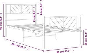 vidaXL vidaXL Metalowa rama łóżka z wezgłowiem i zanóżkiem, czarna, 80x200 cm 9