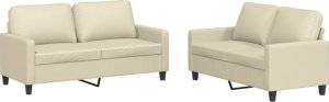 vidaXL vidaXL 2-osobowa sofa z poduszkami, kremowa, sztuczna skóra 2