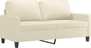 vidaXL vidaXL 2-osobowa sofa z poduszkami, kremowa, sztuczna skóra 4