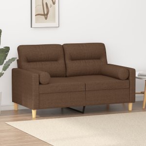 vidaXL vidaXL 2-osobowa sofa z poduszkami, brązowa, 120 cm, tkanina 1