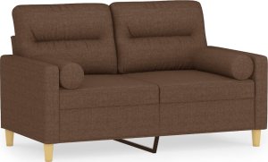 vidaXL vidaXL 2-osobowa sofa z poduszkami, brązowa, 120 cm, tkanina 2