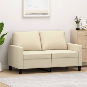 vidaXL vidaXL 2-osobowa sofa, kremowa, 120 cm, tapicerowana tkaniną 1