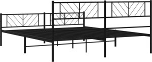 vidaXL vidaXL Metalowa rama łóżka z wezgłowiem i zanóżkiem, czarna, 193x203cm 7