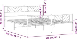 vidaXL vidaXL Metalowa rama łóżka z wezgłowiem i zanóżkiem, czarna, 193x203cm 9
