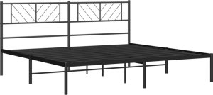 vidaXL vidaXL Metalowa rama łóżka z wezgłowiem, czarna, 183x213 cm 4