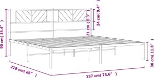 vidaXL vidaXL Metalowa rama łóżka z wezgłowiem, czarna, 183x213 cm 9