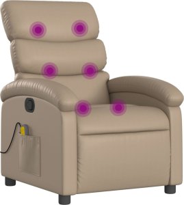 vidaXL vidaXL Rozkładany fotel masujący, cappuccino, obity sztuczną skórą 2