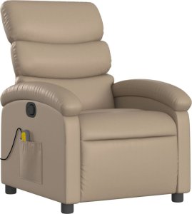 vidaXL vidaXL Rozkładany fotel masujący, cappuccino, obity sztuczną skórą 3