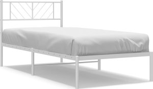 vidaXL vidaXL Metalowa rama łóżka z wezgłowiem, biała, 80x200 cm 2