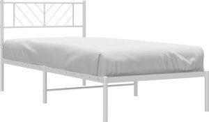 vidaXL vidaXL Metalowa rama łóżka z wezgłowiem, biała, 80x200 cm 3