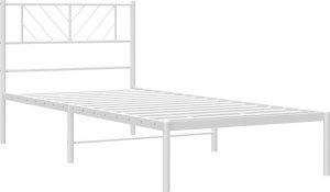 vidaXL vidaXL Metalowa rama łóżka z wezgłowiem, biała, 80x200 cm 4