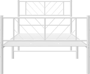 vidaXL vidaXL Metalowa rama łóżka z wezgłowiem i zanóżkiem, biała, 75x190 cm 5